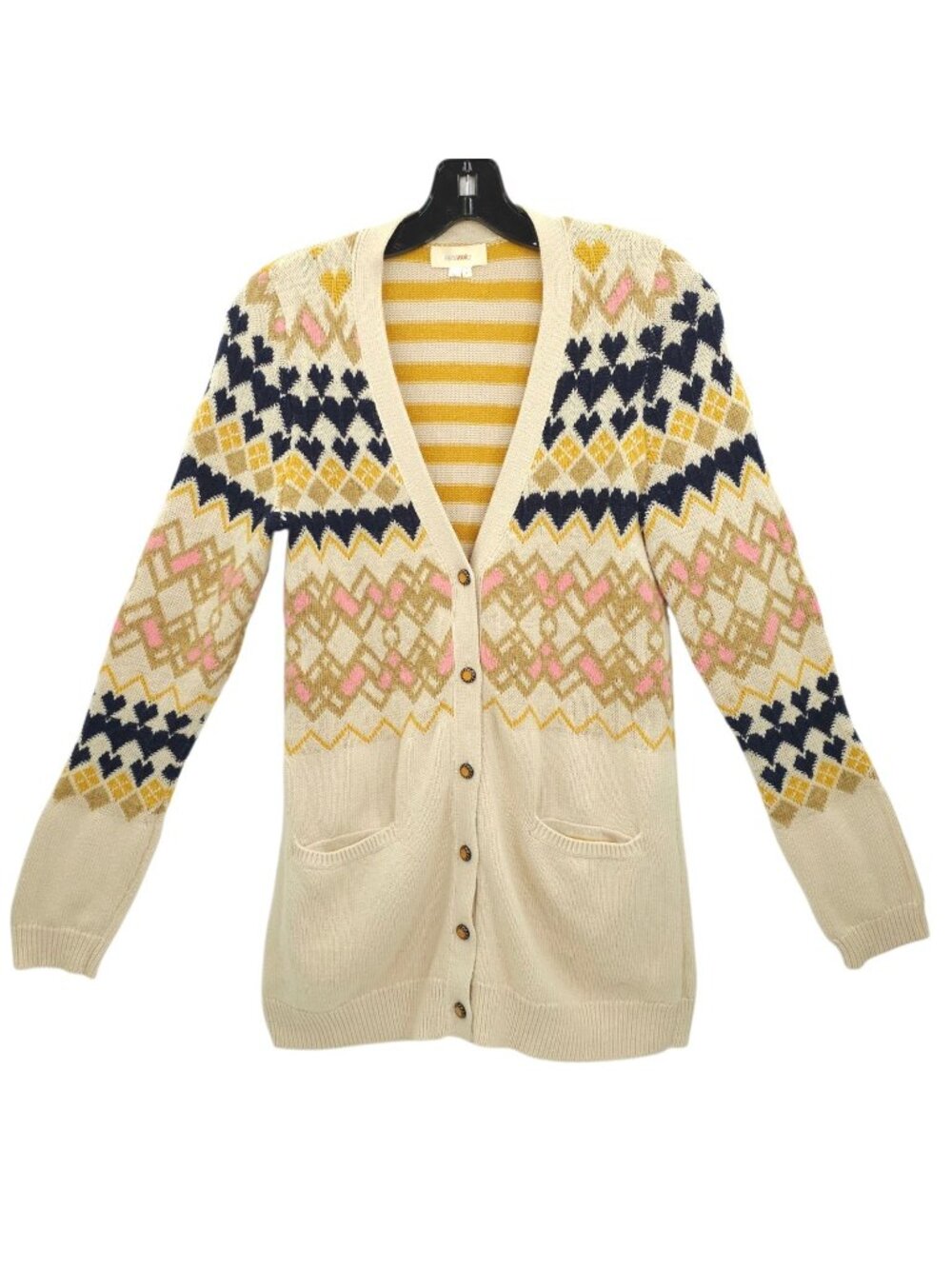Fiets Voor 2 Anthropologie Fair Isle Knit Cardigan Sweater Size S Boho Geometric